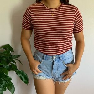 zara striped basic tee